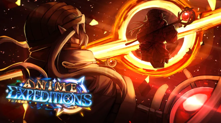 Official Anime Expeditions promotional scene with characters crossing a bright expedition landscape